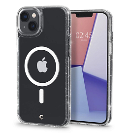 Чехол для iPhone 14 гелевый с блестками Spigen Cyrill Shine MagSafe прозрачный