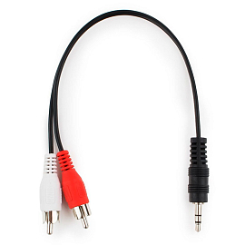 Кабель 3,5 мм - 2RCA (стандартный аудио - тюльпаны) длина 20 см Cablexpert CCA-458 черный