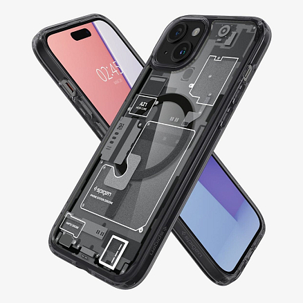 Чехол для iPhone 15 гибридный Spigen Ultra Hybrid Zero One MagSafe серый