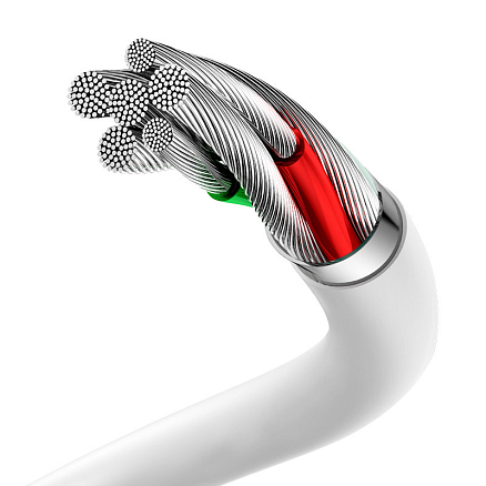 Кабель USB - MicroUSB для зарядки 1 м 4А 20W Baseus Mini White (быстрая зарядка QC) белый