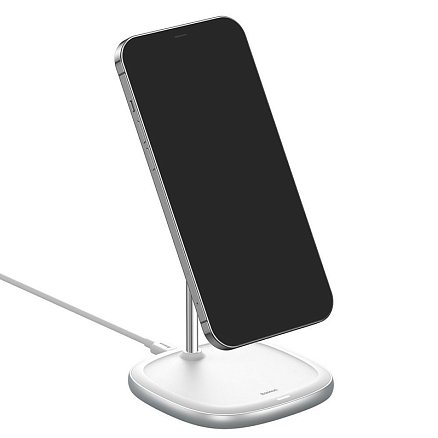 Беспроводная магнитная зарядка MagSafe для iPhone 15W Baseus Swan белая