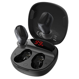Наушники TWS беспроводные Bluetooth Baseus Encok WM01 Plus вакуумные с микрофоном черные