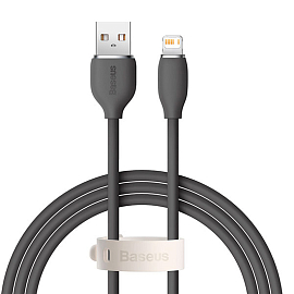 Кабель USB - Lightning для зарядки 2 м 2.4А Baseus Jelly Liquid черный