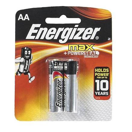 Батарейка LR6 Alkaline (пальчиковая большая AA) Energizer Max +POWER SEAL упаковка 2 шт.