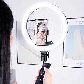 Кольцевая лампа диаметром 32 см с пультом ДУ AL-33 черная