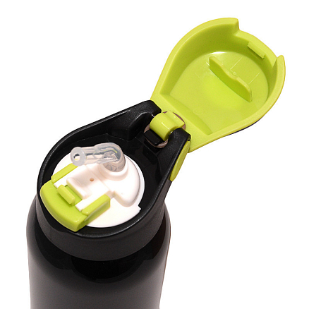 Бутылка для воды спортивная с трубочкой Sporty 500 мл черная