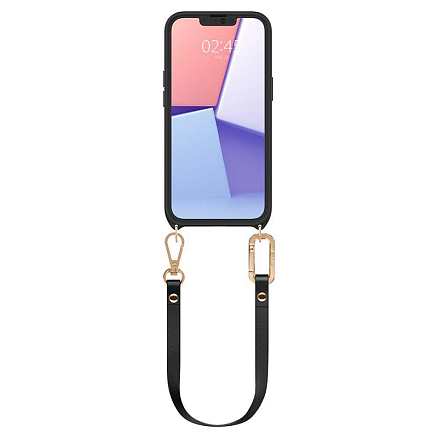Чехол для iPhone 13 Pro Max кожаный с ремешком Spigen Cyrill Classic Charm черный