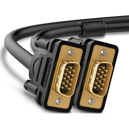 Кабель VGA - VGA (папа - папа) длина 3 м Ugreen VG101 с ферритами черный