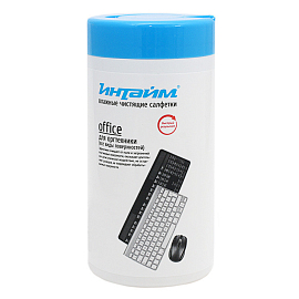 Салфетки для чистки пластиковых поверхностей Интайм Office Plastic в тубе 100 шт.