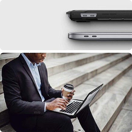 Чехол для Apple MacBook Pro 16 Touch Bar A2141 гибридный Spigen Rugged Armor прозрачно-черный матовый