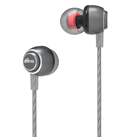 Наушники Ritmix RH-150M вакуумные с микрофоном и пультом серые