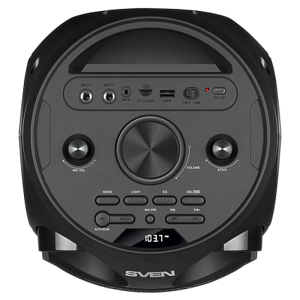 Портативная акустическая система Sven PS-750 с подсветкой, FM-радио, USB и поддержкой MicroSD карт черная