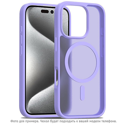 Чехол для iPhone 16 гибридный Matt Case MagSafe прозрачно-фиолетовый
