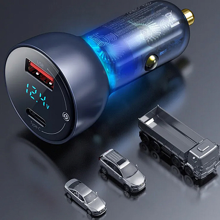 Зарядное устройство автомобильное с USB и Type-C входами 5A 65W Baseus Particular (быстрая зарядка QC 4+, QC 3.0, PD) серое