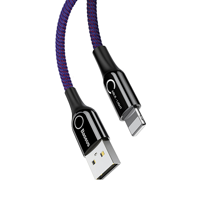 Кабель USB - Lightning для зарядки iPhone 1 м 2.4A с автоотключением плетеный Baseus C-shaped фиолетовый