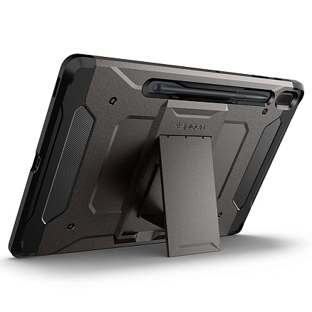 Чехол для Samsung Galaxy Tab S7 FE 5G 12.4 T730, T736B гибридный для экстремальной защиты Spigen Tough Armor Pro темно-серый