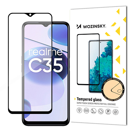 Защитное стекло для Realme C35 на весь экран противоударное Wozinsky Full Glue черное