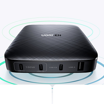 Зарядное устройство сетевое с USB и тремя Type-C входами 100W Ugreen CD226 (быстрая зарядка PD, QC) черное