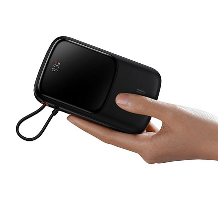 Внешний аккумулятор Baseus Qpow Pro Digital 20000мАч (USB, Lightning, Type-C, ток 2.4А, быстрая зарядка QC, 20Вт) черный