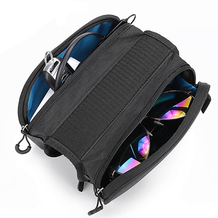 Велосумка на раму 1,5л двойная с держателем для телефона до 5.5 дюйма Wozinsky WBB7BK черная