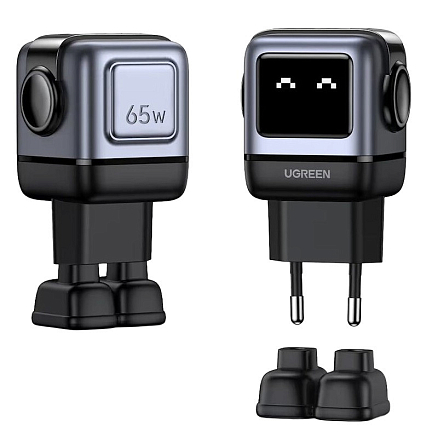 Зарядное устройство сетевое USB и двумя Type-C 65W Ugreen CD361-35291 GaN (быстрая зарядка PD, QC) серое