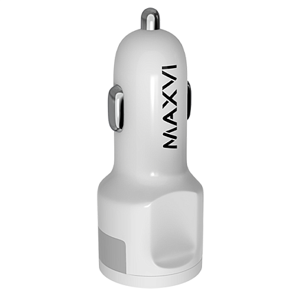 Зарядное устройство автомобильное с двумя USB входами 5.2A и Type-C кабелем Maxvi CCM-522 Plus T белое