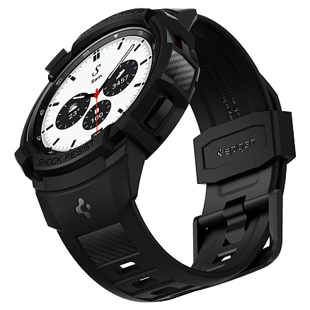 Чехол с ремешком для Samsung Galaxy Watch 4 Classic 42 мм гелевый Spigen Rugged Armor Pro темно-серый