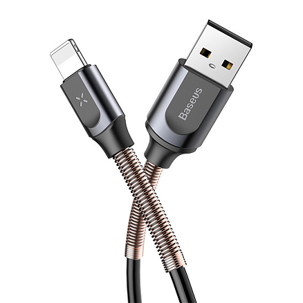 Кабель USB - Lightning для зарядки iPhone 1,2 м 2А витой Baseus Double Spring черно-золотистый