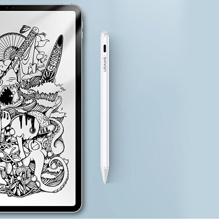Стилус активный для Apple iPad тонкий 1,2 мм Usams ZB135 белый