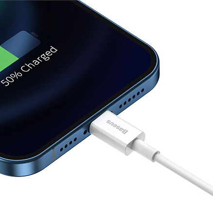 Кабель USB - Lightning для зарядки iPhone 0,25 м 2.4А Baseus Superior белый