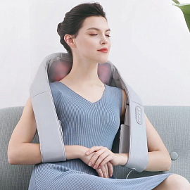 Массажер для шеи, плеч, живота и поясницы Шиацу с подогревом Naipo oCuddle + сумка