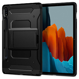 Чехол для Samsung Galaxy Tab S7 11.0 T870, T875, S8 11.0 гибридный для экстремальной защиты Spigen Tough Armor Tech черно-серый