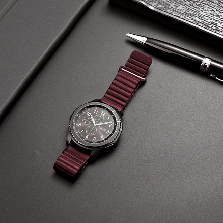 Ремешок-браслет для Huawei Watch GT, GT 2 46 мм кожаный Nova Leather Loop бордовый