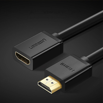 Кабель-удлинитель HDMI - HDMI (папа - мама) длина 1 м версия 2.0 4K 60Hz Ugreen HD107 черный