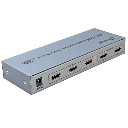 HDMI Switch-Splitter (разветвитель) 3x2 порта 4Kx2K (3 HDMI входа на 2 HDMI выхода) Dtech DT-7432 с пультом