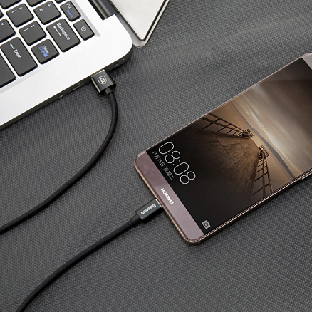 Кабель Type-C - USB 2.0 для зарядки 1 м 5А плетеный Baseus Speed (быстрая зарядка QC 3.0) черный