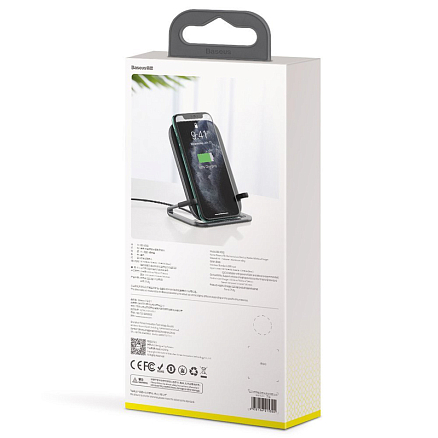 Беспроводная зарядка для телефона 15W Baseus Rib (быстрая зарядка) черная