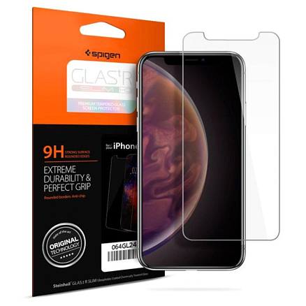 Защитное стекло для iPhone 11, XR на экран Spigen Glas.TR Slim HD прозрачное