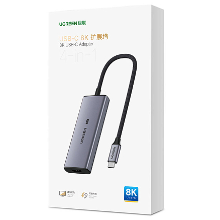 Хаб (разветвитель) Type-C - HDMI 8K 30Hz, 3 х USB 3.0 Ugreen CM500 серый