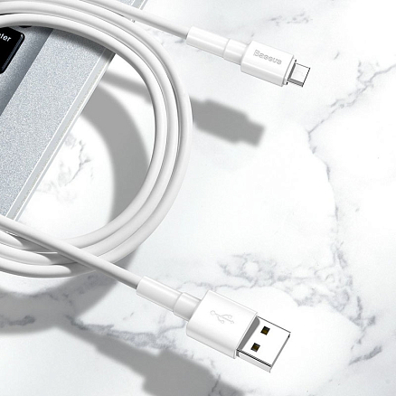 Кабель USB - MicroUSB для зарядки 1 м 2.4А Baseus Mini белый