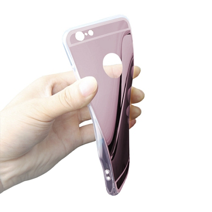Чехол для iPhone 4, 4S гелевый GreenGo Mirror розовое золото
