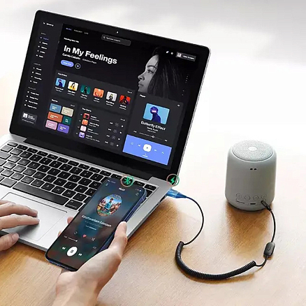 Bluetooth аудио адаптер (ресивер) 3,5 мм в USB порт cо слотом для MicroSD Ugreen CM310 с громкой связью черный