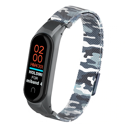 Сменный браслет для Xiaomi Mi Band 4 миланское плетение Nova Magnetic камуфляж черный