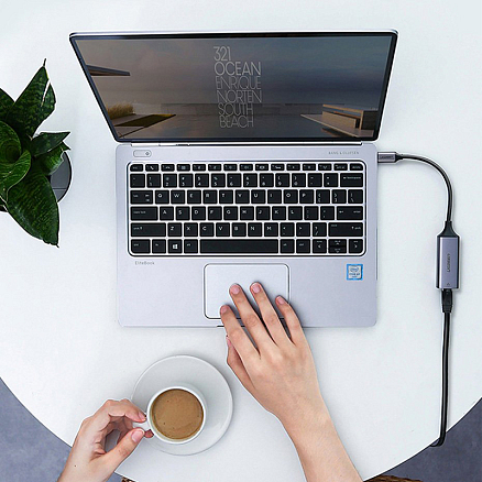Переходник Type-C - Gigabit Ethernet длина 10 см Ugreen CM199 серый