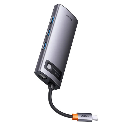 Хаб (разветвитель) Type-C - 2 x HDMI, 3 х USB 3.0, Type-C PD Baseus Metal Gleam WKWG030113 серый