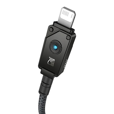 Кабель USB - Lightning для зарядки iPhone 2 м 2.4А плетеный Baseus Unbreakable черный