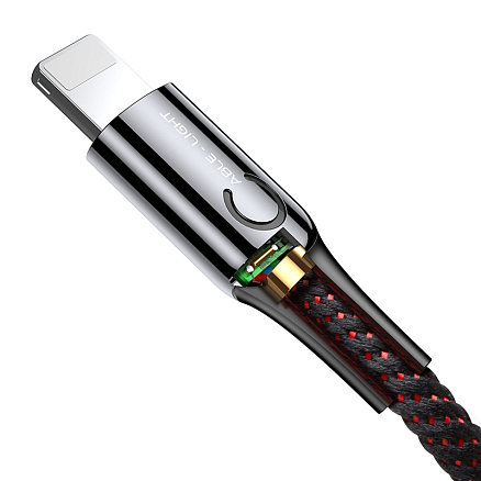 Кабель USB - Lightning для зарядки iPhone 1 м 2.4A с автоотключением плетеный Baseus C-shaped черный