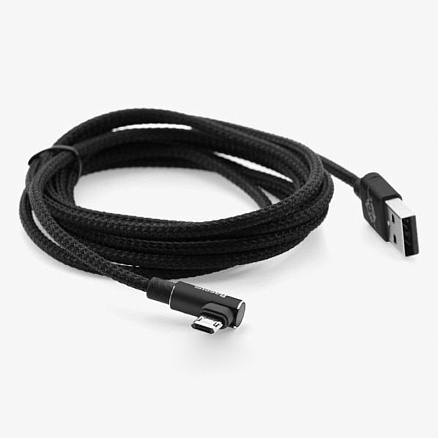 Кабель USB - MicroUSB для зарядки 1 м 2А с угловым штекером плетеный Baseus MVP Elbow черный