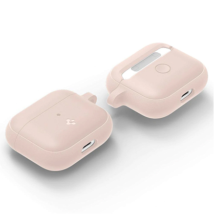 Чехол для наушников AirPods 3 силиконовый с карабином Spigen Silicone Fit розовый