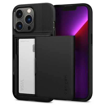 Чехол для iPhone 13 Pro гибридный со слотом для карты Spigen Slim Armor CS черный